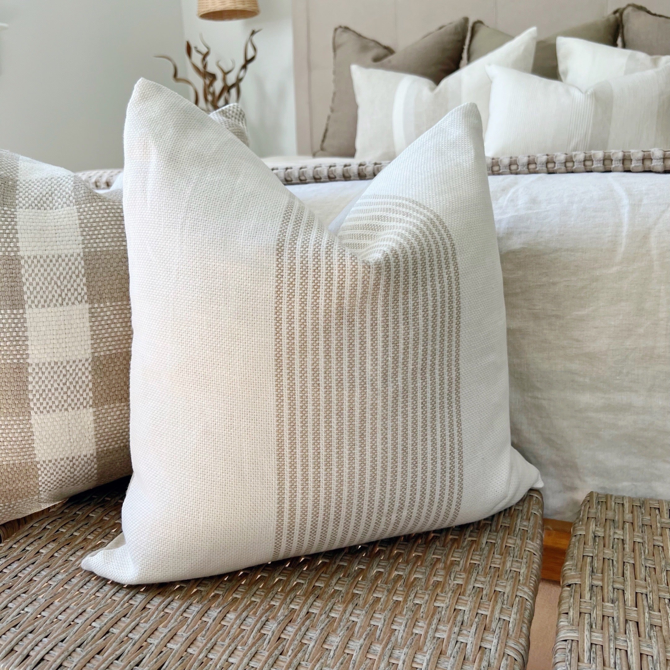 Designer Fowler outlet in Moonstone Stripe Linen Pillow Cover // Mineral Striped Linen Pillows // Modern Farmhouse Pillows // Linen Pillow