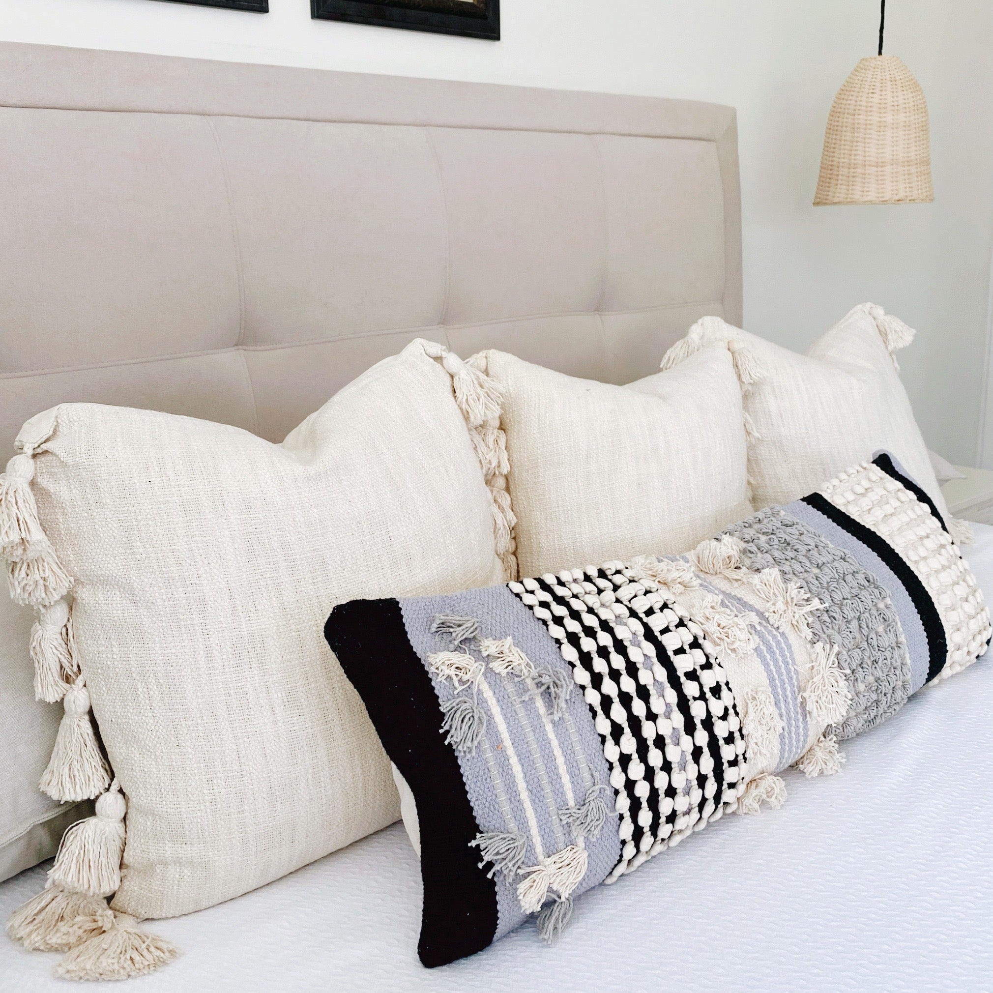 4 pillows cheap on bed