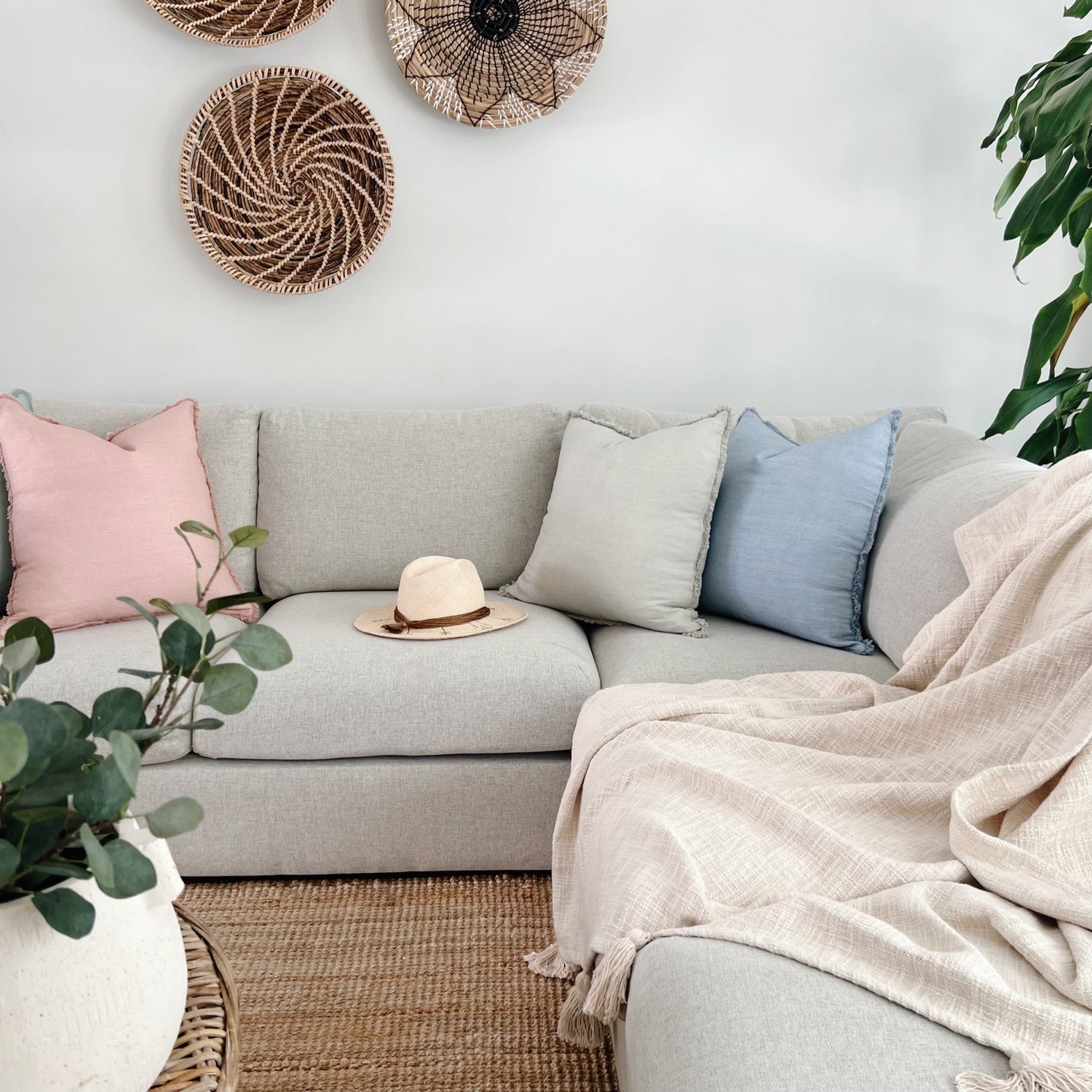 Pastel Rose Linen Pillow