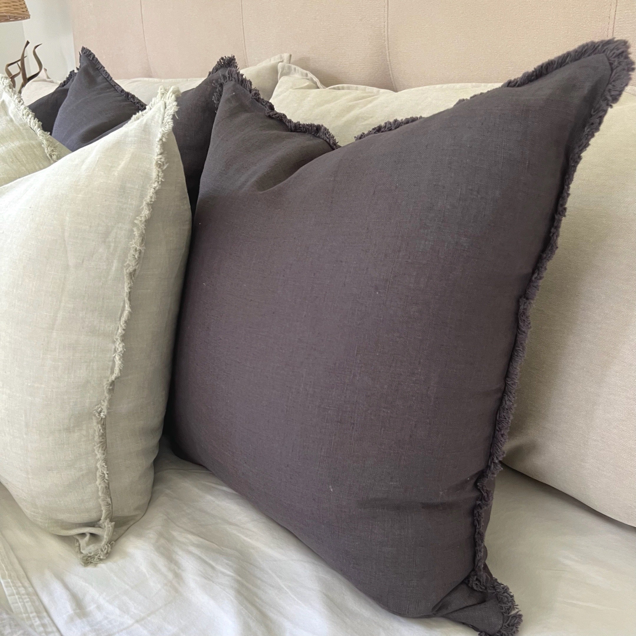 Gray linen throw discount pillows