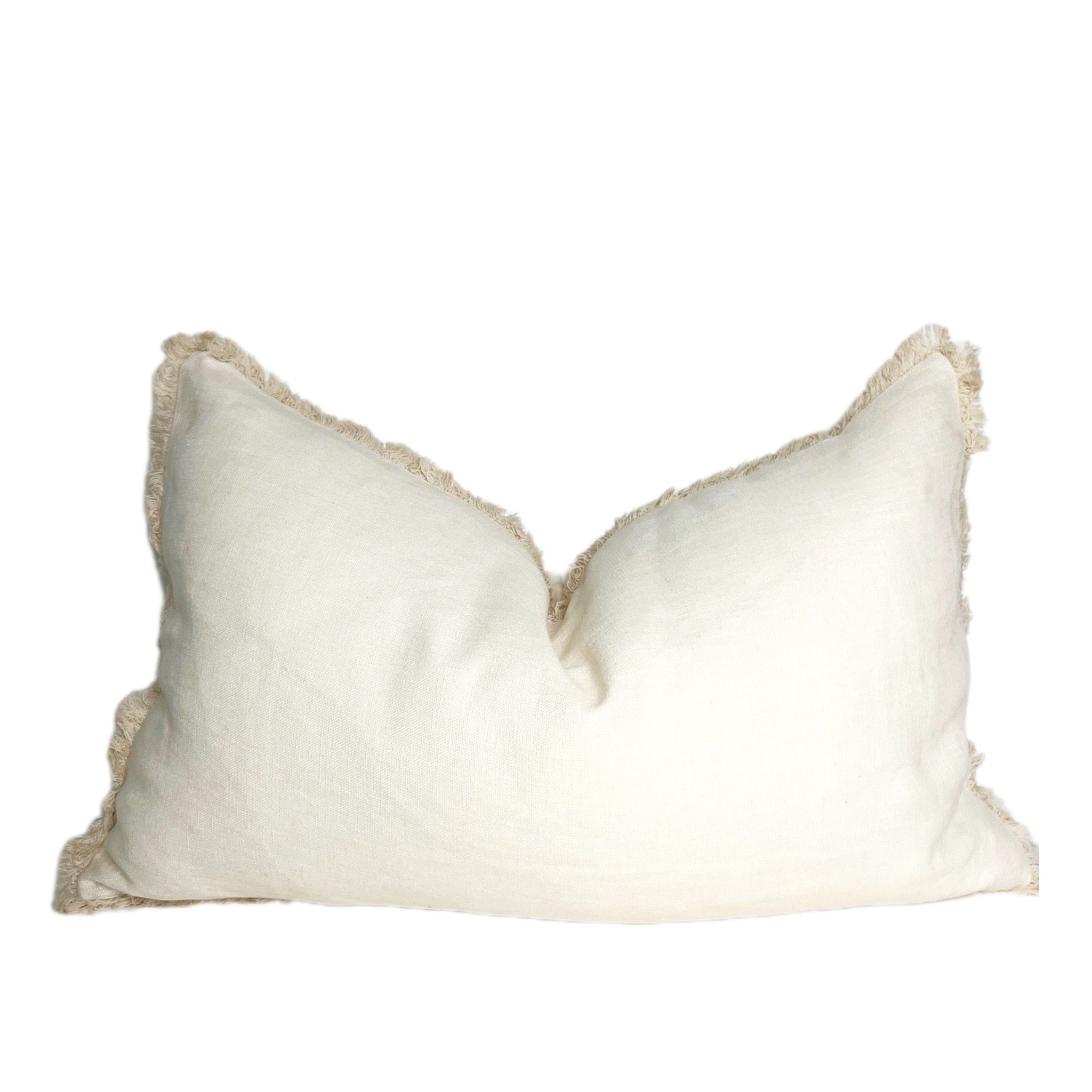 White linen lumbar discount pillow