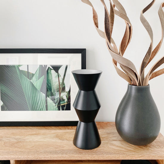 Matte Black Geometric Vase