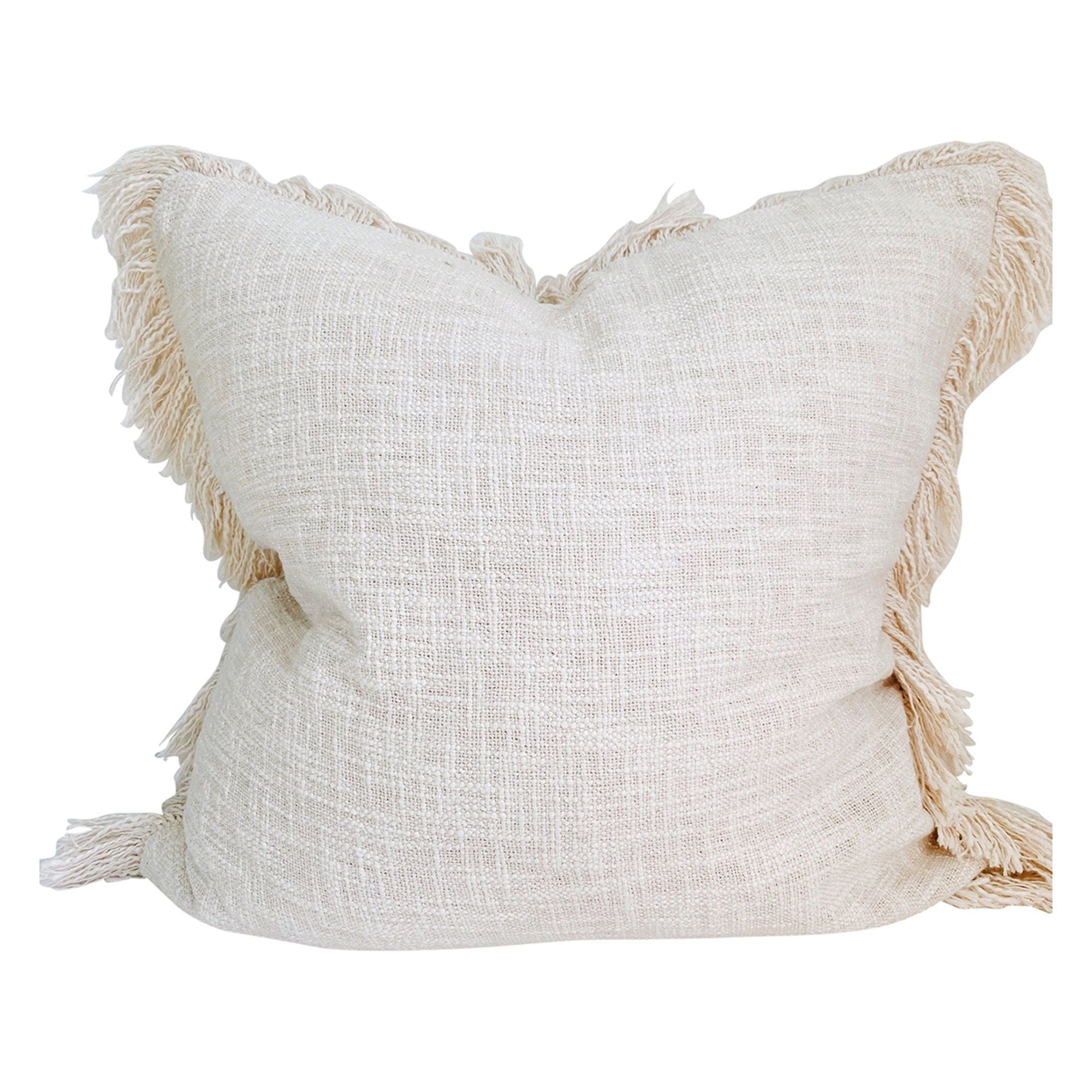 White shop fringe pillow